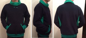 Hoodie "Mr. Comet", Doublefleece dunkelblau-grün