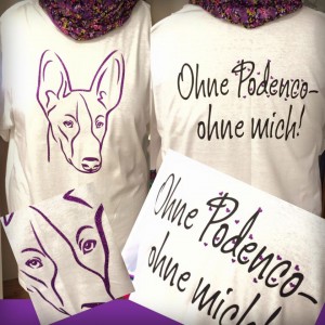 T-Shirt mit Podenco-Kopf und Text, Flexdruck